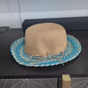 Cappelli  Sun Hat Stylish Tan and Blue Women's Hat 23 in